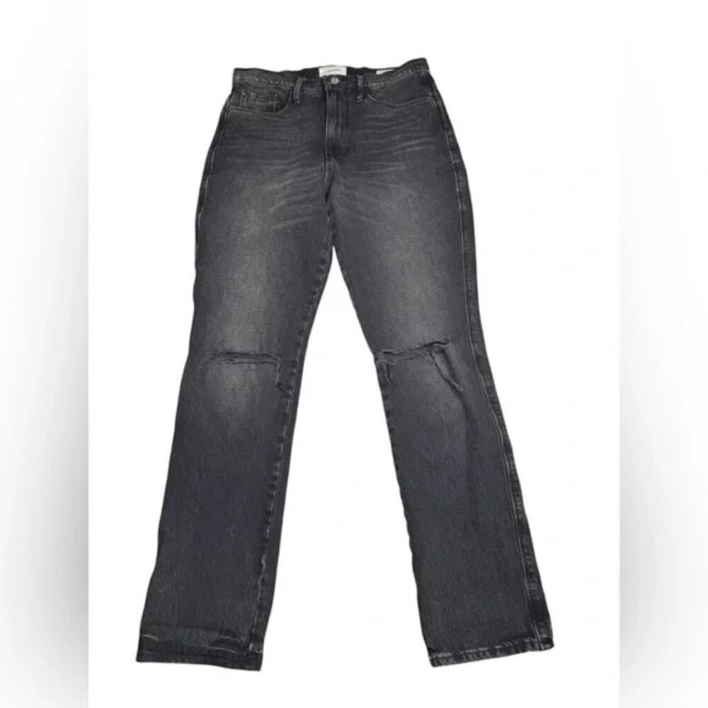 FRAME | le Sylvie Slender Straight in Wilkinson Rips wash Washed Black Jeans 27 - Picture 2 of 7